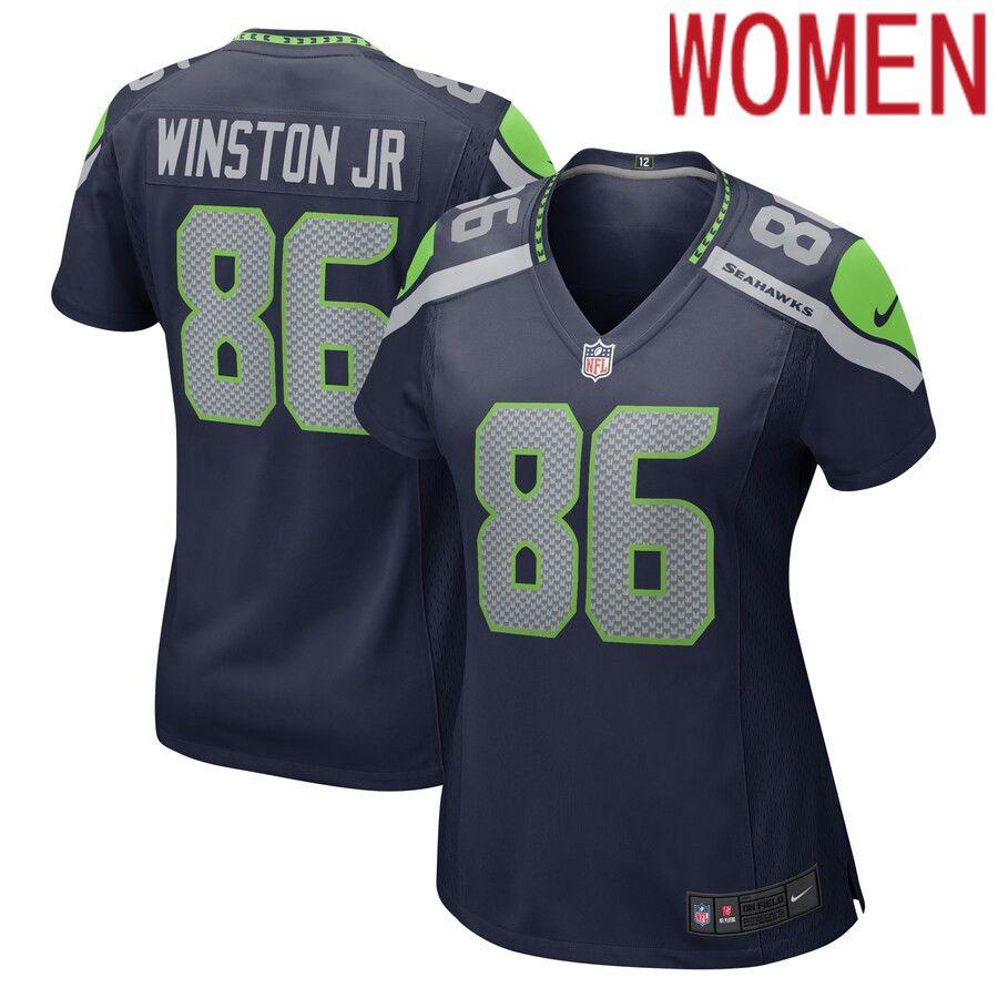 Women Seattle Seahawks #86 Easop Winston Jr. Nike College Navy Home Game Player NFL Jersey->women nfl jersey->Women Jersey